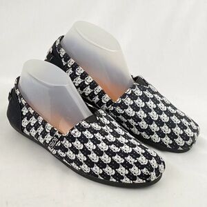 Skecher Shoes Wmn Sz 5 Bobs Schnauzer Black White AOP Slip On Loafer Memory Foam